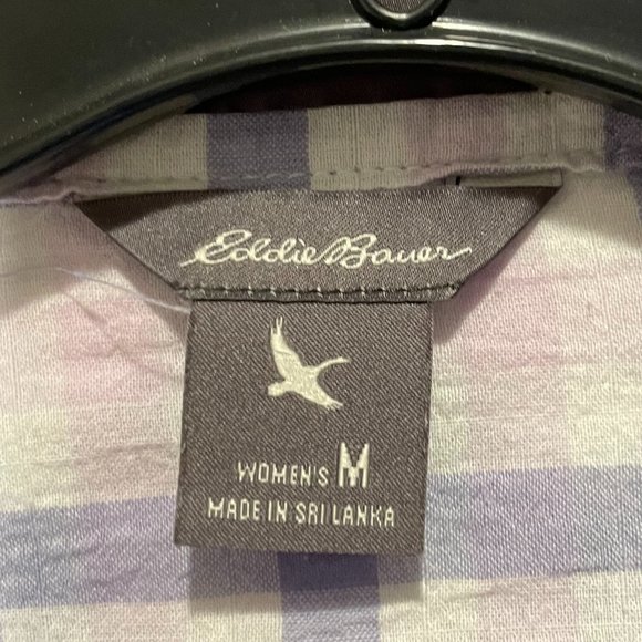 Eddie Bauer Womens Plaid Button Down Shirt Pink w/ Gray Size M   New w/o Tags - Picture 3 of 4